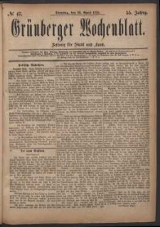 Grünberger Wochenblatt: Zeitung für Stadt und Land, No. 47. (22. Januar 1879)