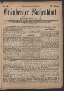 Grünberger Wochenblatt: Zeitung für Stadt und Land, No. 51. (1. Mai 1879)