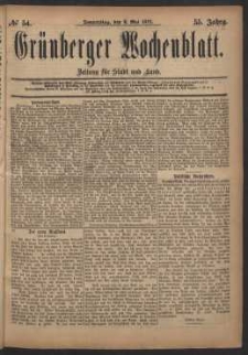 Grünberger Wochenblatt: Zeitung für Stadt und Land, No. 54. (8. Mai 1879)