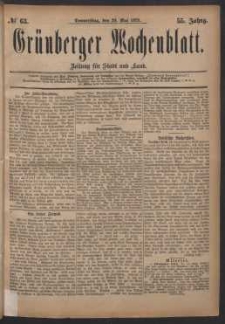 Grünberger Wochenblatt: Zeitung für Stadt und Land, No. 63. (29. Mai 1879)