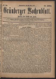 Grünberger Wochenblatt: Zeitung für Stadt und Land, No. 64. (31. Mai 1879)