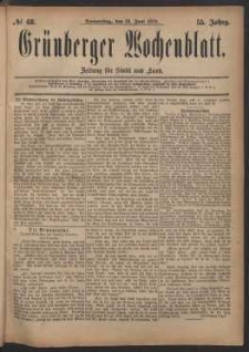 Grünberger Wochenblatt: Zeitung für Stadt und Land, No. 68. (12. Juni 1879)