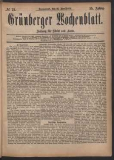 Grünberger Wochenblatt: Zeitung für Stadt und Land, No. 72. (21. Juni 1879)