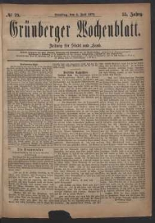 Grünberger Wochenblatt: Zeitung für Stadt und Land, No. 79. (8. Juli 1879)