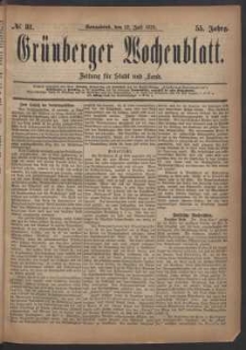 Grünberger Wochenblatt: Zeitung für Stadt und Land, No. 81. (12. Juli 1879)