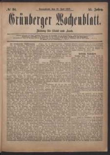 Grünberger Wochenblatt: Zeitung für Stadt und Land, No. 84. (19. Juli 1879)