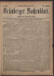 Grünberger Wochenblatt: Zeitung für Stadt und Land, No. 85. (22. Juli 1879)