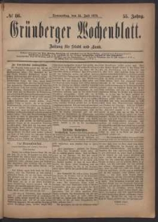 Grünberger Wochenblatt: Zeitung für Stadt und Land, No. 86. (24. Juli 1879)