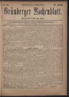 Grünberger Wochenblatt: Zeitung für Stadt und Land, No. 93. (9. August 1879)