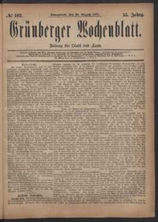 Grünberger Wochenblatt: Zeitung für Stadt und Land, No. 102. (30. August 1879)