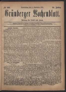 Grünberger Wochenblatt: Zeitung für Stadt und Land, No. 104. (4. September 1879)