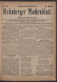 Grünberger Wochenblatt: Zeitung für Stadt und Land, No. 112. (23. September 1879)