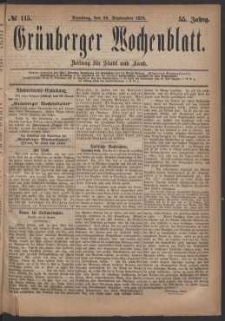 Grünberger Wochenblatt: Zeitung für Stadt und Land, No. 115. (30. September 1879)