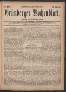 Grünberger Wochenblatt: Zeitung für Stadt und Land, No. 126. (25. October 1879)