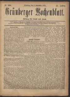 Grünberger Wochenblatt: Zeitung für Stadt und Land, No. 130. (4. November 1879)