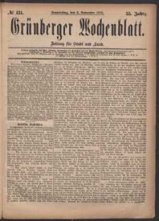 Grünberger Wochenblatt: Zeitung für Stadt und Land, No. 131. (6. November 1879)