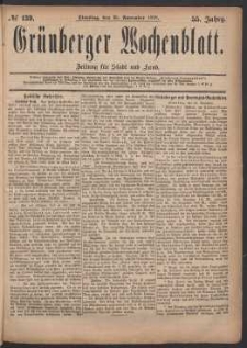 Grünberger Wochenblatt: Zeitung für Stadt und Land, No. 139. (25. November 1879)