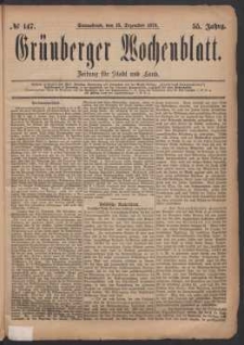Grünberger Wochenblatt: Zeitung für Stadt und Land, No. 147. (13. Dezember 1879)