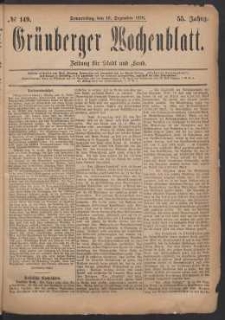 Grünberger Wochenblatt: Zeitung für Stadt und Land, No. 149. (18. Dezember 1879)