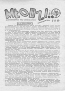 Młodzi idą: jednodni&oacute;wka PPS Uniwersytetu Warszawskiego, nr 1 (5 VI 89)