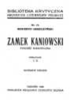 Seweryn Goszczyński: Zamek kaniowski: powieść historyczna