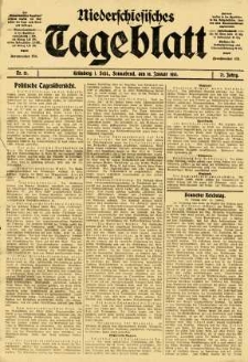 Niederschlesisches Tageblatt, no 15 (Sonnabend, den 18. Januar 1913)