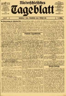 Niederschlesisches Tageblatt, no 27 (Sonnabend, den 1. Februar 1913)