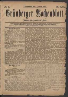 Grünberger Wochenblatt: Zeitung für Stadt und Land, No. 2. (3. Januar 1880)