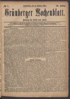 Gr&uuml;nberger Wochenblatt: Zeitung f&uuml;r Stadt und Land, No. 7. (15. Januar 1880)