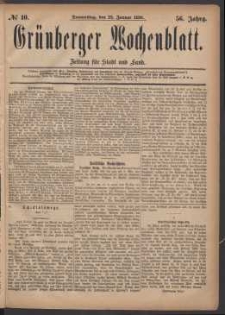 Grünberger Wochenblatt: Zeitung für Stadt und Land, No. 10. (22. Januar 1880)
