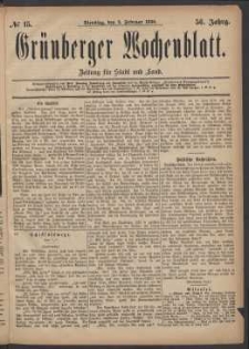 Grünberger Wochenblatt: Zeitung für Stadt und Land, No. 15. (3. Februar 1880)