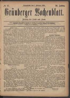 Grünberger Wochenblatt: Zeitung für Stadt und Land, No. 17. (7. Februar 1880)