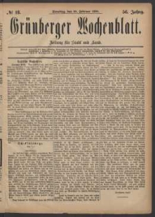 Grünberger Wochenblatt: Zeitung für Stadt und Land, No. 18. (10. Februar 1880)