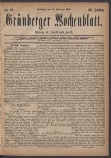 Grünberger Wochenblatt: Zeitung für Stadt und Land, No. 24. (24. Februar 1880)