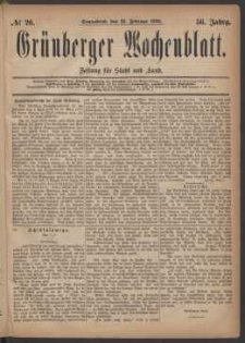 Grünberger Wochenblatt: Zeitung für Stadt und Land, No. 26. (28. Februar 1880)