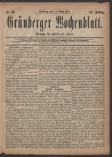 Grünberger Wochenblatt: Zeitung für Stadt und Land, No. 33. (16. März 1880)
