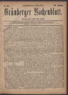 Grünberger Wochenblatt: Zeitung für Stadt und Land, No. 34. (18. März 1880)