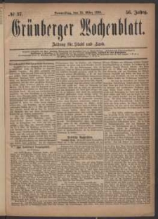 Gr&uuml;nberger Wochenblatt: Zeitung f&uuml;r Stadt und Land, No. 37. (25. M&auml;rz 1880)