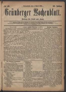 Grünberger Wochenblatt: Zeitung für Stadt und Land, No. 40. (3. April 1880)