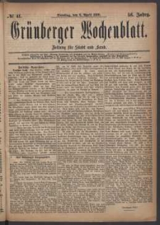 Gr&uuml;nberger Wochenblatt: Zeitung f&uuml;r Stadt und Land, No. 41. (6. April 1880)