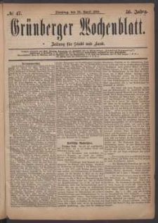 Grünberger Wochenblatt: Zeitung für Stadt und Land, No. 47. (20. April 1880)