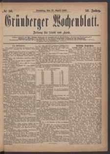 Gr&uuml;nberger Wochenblatt: Zeitung f&uuml;r Stadt und Land, No. 50. (27. April 1880)