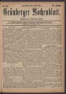 Grünberger Wochenblatt: Zeitung für Stadt und Land, No. 52. (1. Mai 1880)