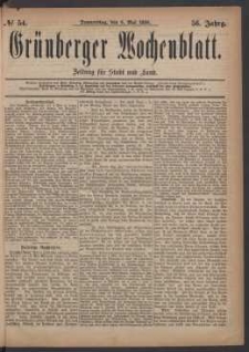 Grünberger Wochenblatt: Zeitung für Stadt und Land, No. 54. (6. Mai 1880)