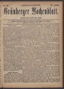 Gr&uuml;nberger Wochenblatt: Zeitung f&uuml;r Stadt und Land, No. 62. (27. Mai 1880)