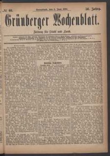 Grünberger Wochenblatt: Zeitung für Stadt und Land, No. 66. (5. Juni 1880)