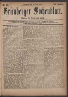 Grünberger Wochenblatt: Zeitung für Stadt und Land, No. 70. (15. Juni 1880)