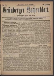 Grünberger Wochenblatt: Zeitung für Stadt und Land, No. 77. (1. Juli 1880)