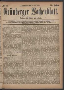 Grünberger Wochenblatt: Zeitung für Stadt und Land, No. 78. (3. Juli 1880)