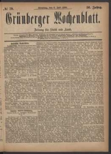 Gr&uuml;nberger Wochenblatt: Zeitung f&uuml;r Stadt und Land, No. 79. (6. Juli 1880)